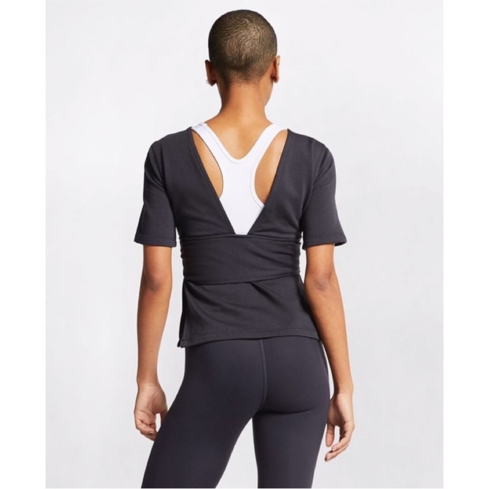 Nike Studio Dri-Fit Short Sleeve Yoga Tie Top Medium - Picture 7 of 8
